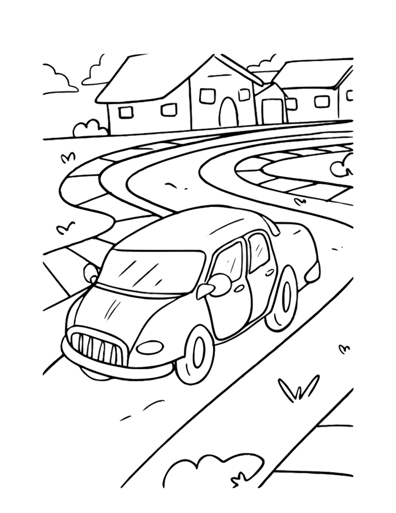 kleurplaat-huis-met-auto-003